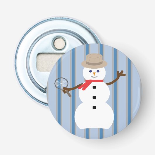 おもしろいファンシー雪だるま刑事 栓抜き (正面)