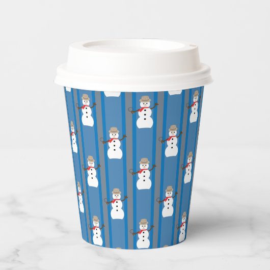 おもしろいファンシー雪だるま刑事 紙コップ (正面)