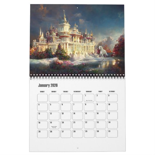 おもしろいファンタジーおとぎ話シュールレアル・アート カレンダー (1月 2026)