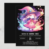 おもしろいファンタジーウィザード誕生日 招待状 (正面/裏面)