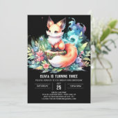 おもしろいファンタジーキツネ誕生日デジタル 招待状 (スタンド正面)