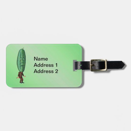 おもしろいファンタジーグリーンピックヘッドマン ラゲッジタグ (正面横)