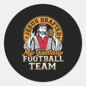 おもしろいファンタジーサッカーイエスが私のチームのメンズウォムを起草 ラウンドシール (正面)