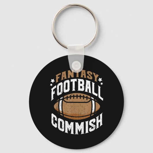 おもしろいファンタジーサッカー委員会のコミッショナーの男性 キーホルダー (正面)