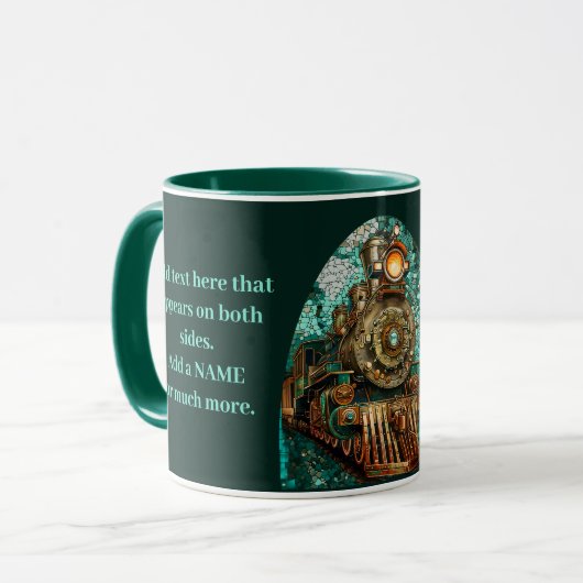 おもしろいファンタジースチームパンクトレインアクアフェイクモザイク066 マグカップ (正面左)