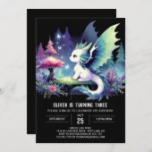 おもしろいファンタジードラゴン誕生日 招待状 (正面/裏面)