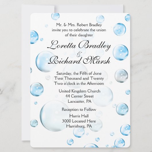 おもしろいファンタジーバブル結婚式招待状 招待状 (正面)