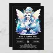 おもしろいファンタジーフェアリー誕生日 招待状 (正面/裏面)