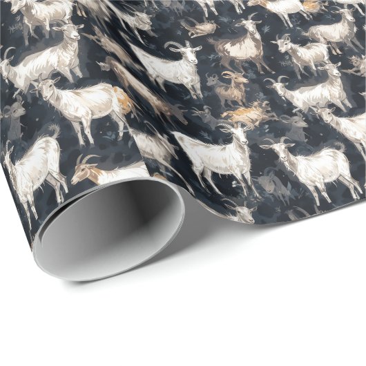 おもしろいファンタジーヤギ養殖動物 ラッピングペーパー (ロールコーナー)