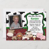 おもしろいファームキッズフォト誕生日招待状 招待状 (正面)