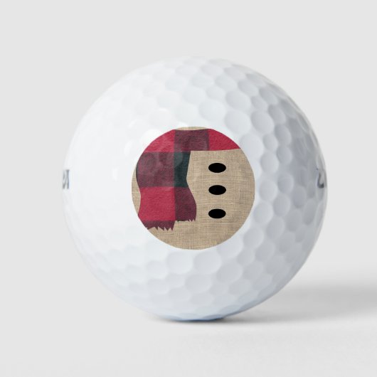 おもしろいファームハウスバーラップ雪だるまプレイドスカーフ&ボタン ゴルフボール (正面)