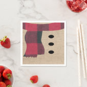 おもしろいファームハウスバーラップ雪だるまプレイドスカーフ&ボタン スタンダードカクテルナプキン (インサイチュ)