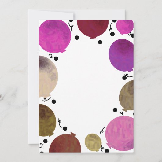 おもしろいフィエスタはっきりしたバルーン誕生祝い 招待状 (裏面)