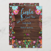 おもしろいフィエスタウォーターカラーフォークフラワーズカップル招待状 招待状 (正面/裏面)