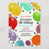 おもしろいフィエスタパーティーバルーン誕生祝い 招待状 (正面/裏面)