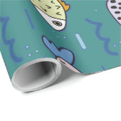 おもしろいフィッシュドードルティール(緑がかった色)海ウォーターピセス誕生日 ラッピングペーパー (ロールコーナー)