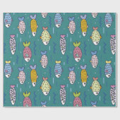 おもしろいフィッシュドードルティール(緑がかった色)海ウォーターピセス誕生日 ラッピングペーパー (フラット)