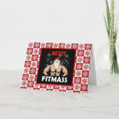 おもしろいフィットネスをテーマにしたクリスマスフィッツマストレーナー カード (正面)