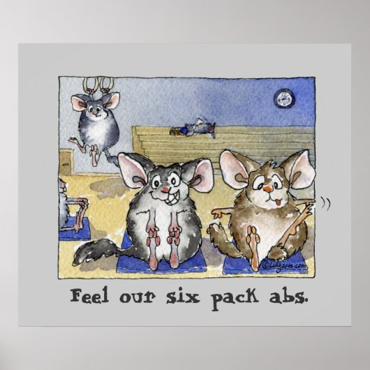 おもしろいフィットネス漫画ポスタープリントグレー ポスター (正面)