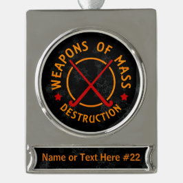 おもしろいフィールドホッケーパーソナライズされたクリスマス シルバープレートバナーオーナメント