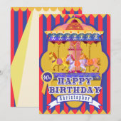 おもしろいフェア回転木馬誕生日 シーズンカード (正面/裏面)