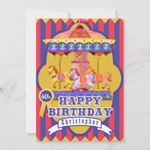 おもしろいフェア回転木馬誕生日 シーズンカード