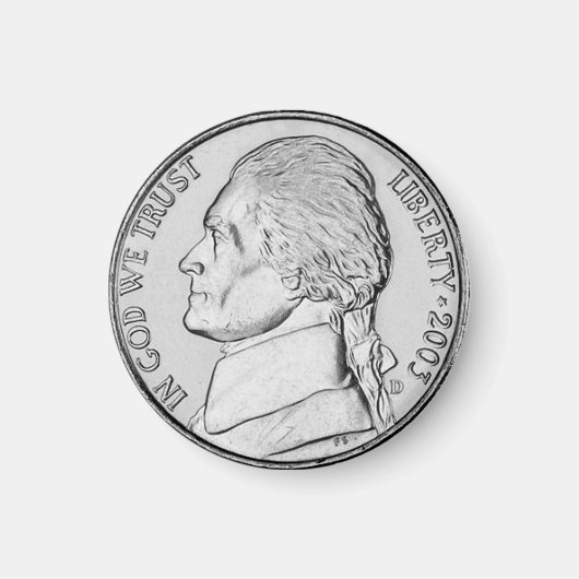 おもしろいフェイクニッケルコイン冷凍機磁石 マグネット (正面)