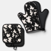 おもしろいフェイク牛プリント白黒 鍋つかみ&鍋敷きセット (正面/裏面)