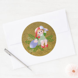 おもしろいフェスティバルかわいいクリスマスガール ラウンドシール