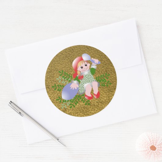 おもしろいフェスティバルかわいいクリスマスガール ラウンドシール (封筒)