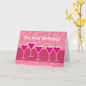 おもしろいフェスティバルカクテルマルティニガラス誕生日ドリンク カード (黄色い花)