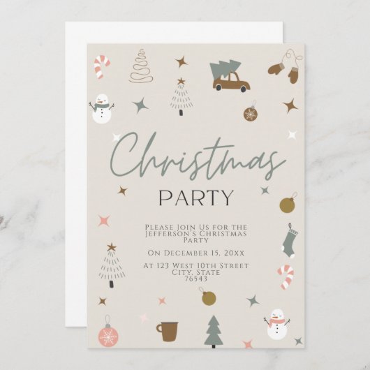 おもしろいフェスティバルクリスマスパーティの招待状 招待状 (正面/裏面)