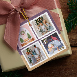 おもしろいフェスティバルクリスマスファミリー写真切手 セラミックオーナメント