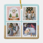 おもしろいフェスティバルクリスマスファミリー写真切手 セラミックオーナメント (正面)