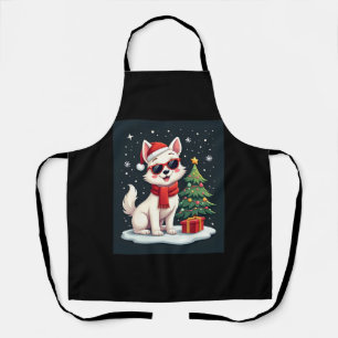おもしろいフェスティバルサングラスドッグとクリスマスツリーC エプロン