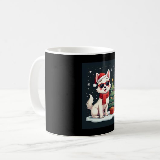 おもしろいフェスティバルサングラスドッグとクリスマスツリーC コーヒーマグカップ (正面左)
