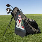 おもしろいフェスティバルサングラスドッグとクリスマスツリーC ゴルフタオル (グリーン)