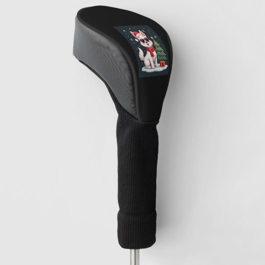 おもしろいフェスティバルサングラスドッグとクリスマスツリーC ゴルフヘッドカバー (アングル)