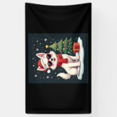 おもしろいフェスティバルサングラスドッグとクリスマスツリーC 横断幕 (縦)