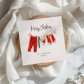 おもしろいフェスティバルサンタの物干しクリスマス スタンダードカクテルナプキン