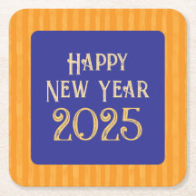 おもしろいフェスティバルハッピーニューイヤー真夜中の青ストライプ色