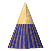 おもしろいフェスティバルハッピーニューイヤー真夜中の青ストライプ色 パーティーハット (裏面)
