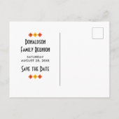 おもしろいフェスティバルファミリ懇親会またはパーティー保存日付 案内ポストカード (裏面)