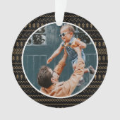 おもしろいフェスティバルブラック編みステッチ模様の写真 オーナメント (正面)