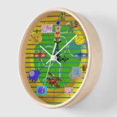 おもしろいフェスティバルブルーレッド航空飛行機オン金ゴールドリングや輪 壁時計 (傾斜)