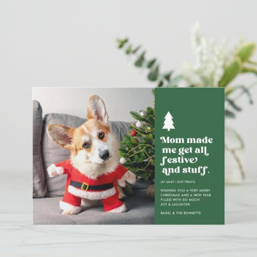 おもしろいフェスティバルペット写真クリスマス シーズンカード (スタンド正面)