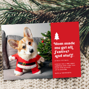 おもしろいフェスティバルペット写真クリスマス シーズンカード