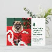 おもしろいフェスティバルペット写真クリスマス |白 シーズンカード (スタンド正面)