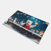 おもしろいフェスティバルポーラベアバーテンダーイラストレーション ドアマット (アングル)