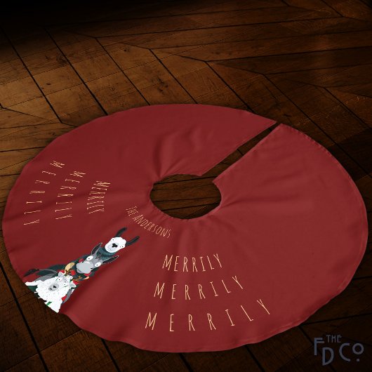 おもしろいフェスティバルレッドシックかわいいドンキーラマヒツジ ブラッシュドポリエステルツリースカート